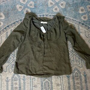 LOFT Sage Green Textured Sparkly Blouse BNWT